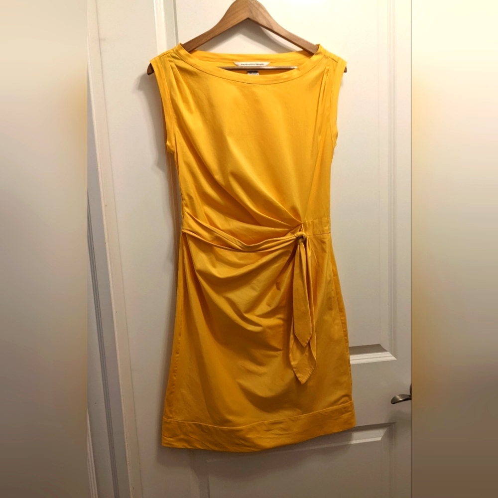 SUNSHINE YELLOW dvf Della side tie sheath dress 6 M